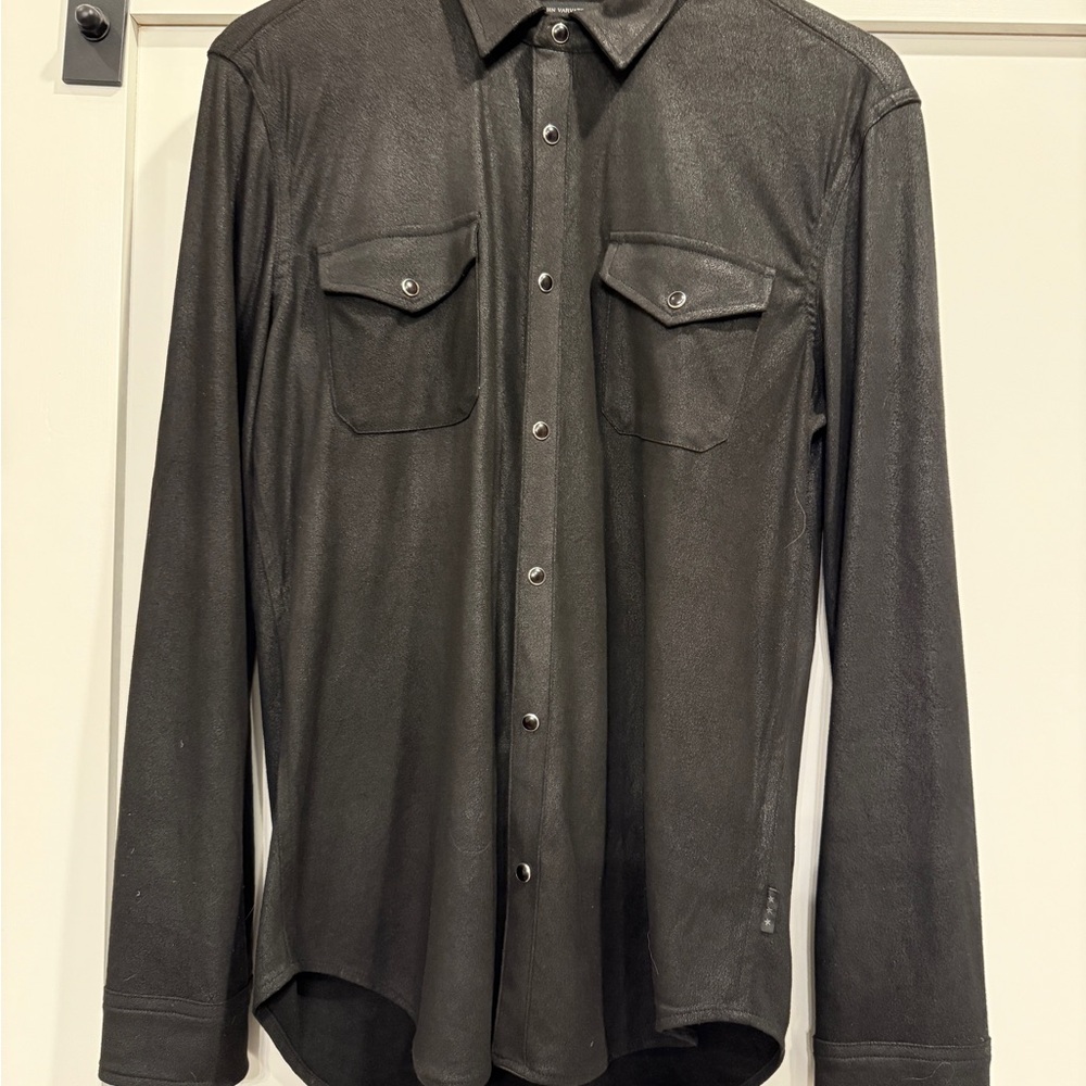 John Varvatos Charcoal Snap-Front Shirt